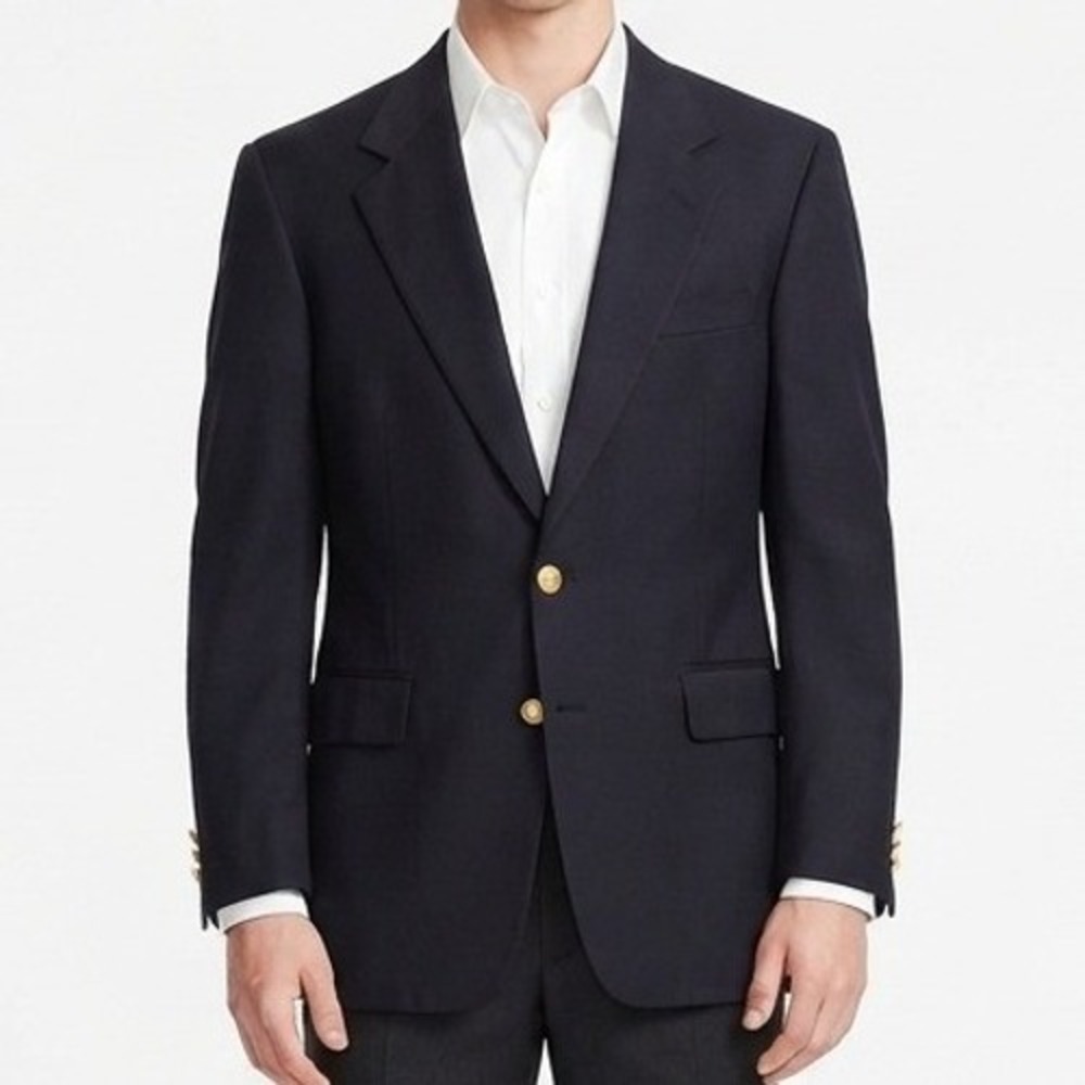 Botany 500 Suit Mens 42 Navy Blue Gold Button Sport Coat Made in USA